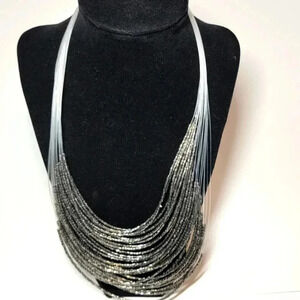 Multi Stranded/Beaded Necklace - Silver